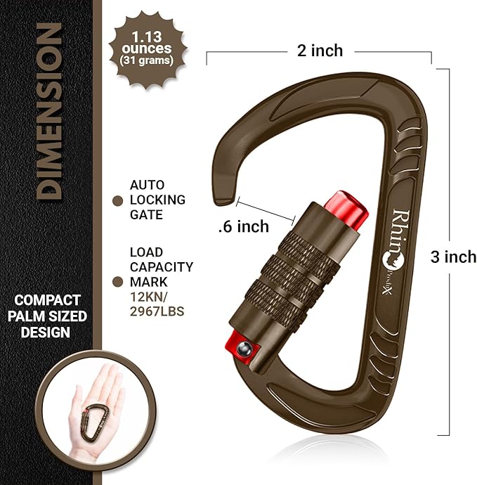 Rhino Produxs 12kN Heavy Duty Carabiner Clips, - Image 2