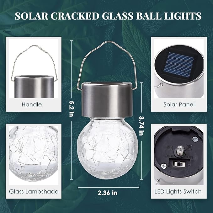 SOLPEX 12 Pack Hanging Solar Lights Outdoor, Solar Outdoor Lights Decorative - Image 7