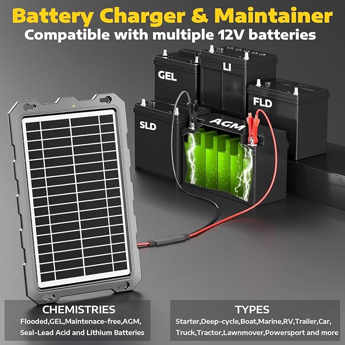 SUNAPEX 12V Solar Battery Charge: 10W Waterproof Portable Solar Panel Kit - Image 7