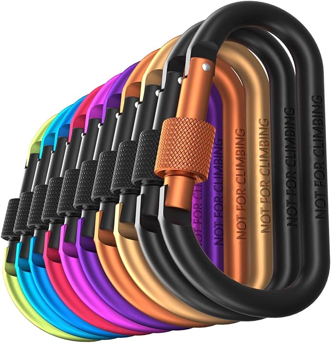 Carago Carabiner Clips with Screw Gate, 10 Pack Carabiners Hiking Clips with by Unknown