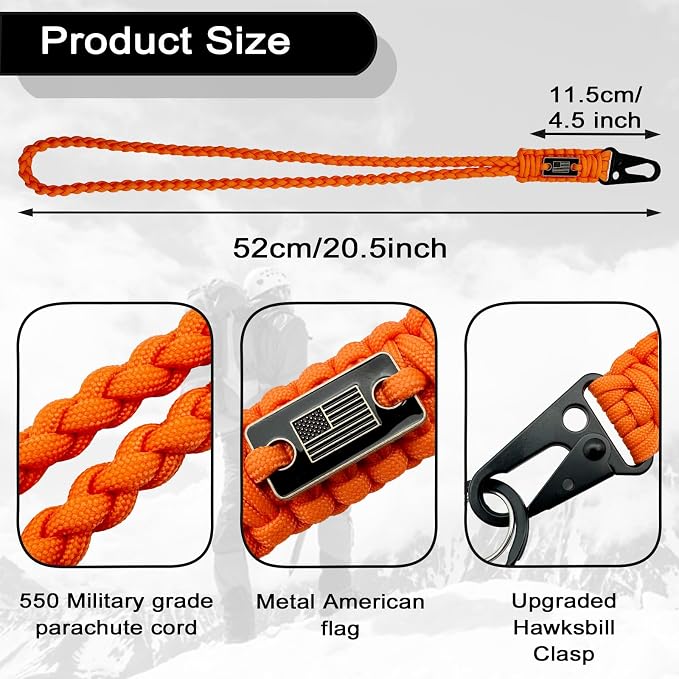 DDOUT Heavy Duty Paracord Lanyard 550 Paracord Braided Keychain - Image 3