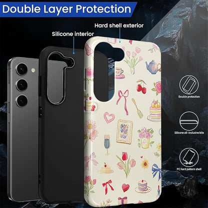 for Samsung Galaxy S23 Plus Case, HL2 Aesthetic Bow Preppy Collage Hybrid 2 - Image 2