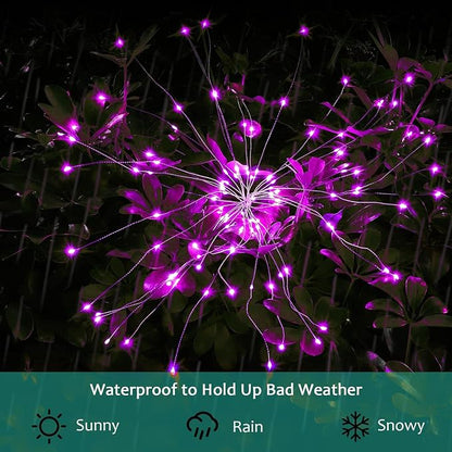 JJGoo Solar Firework Lights, 2 Pack 180 LEDs 2 Lighting Modes Solar Lights - Image 3