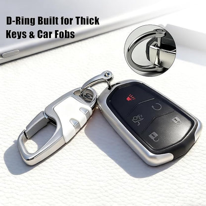 Keychain with Carabiner Clip, 4 Heavy Duty Key Rings and D Ring - Image 2