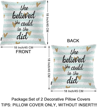 Swono Motivational Quote Pack of 2 Decorative Throw Pillow Covers Cushion Covers - Image 6