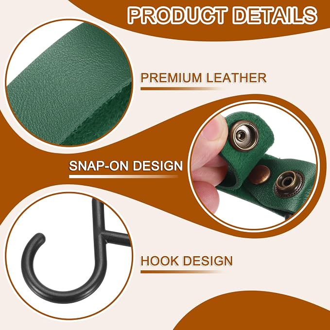 uxcell 5pcs PU Leather Hooks, S-Shape Hooks - Image 3