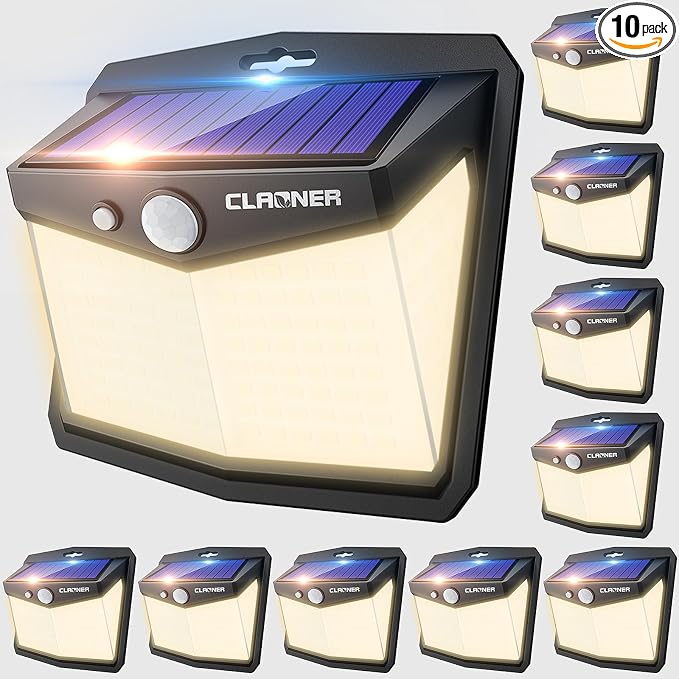 CLAONER Solar Lights Outdoor, Motion Sensor Lights 3 Working Modes by Claoner