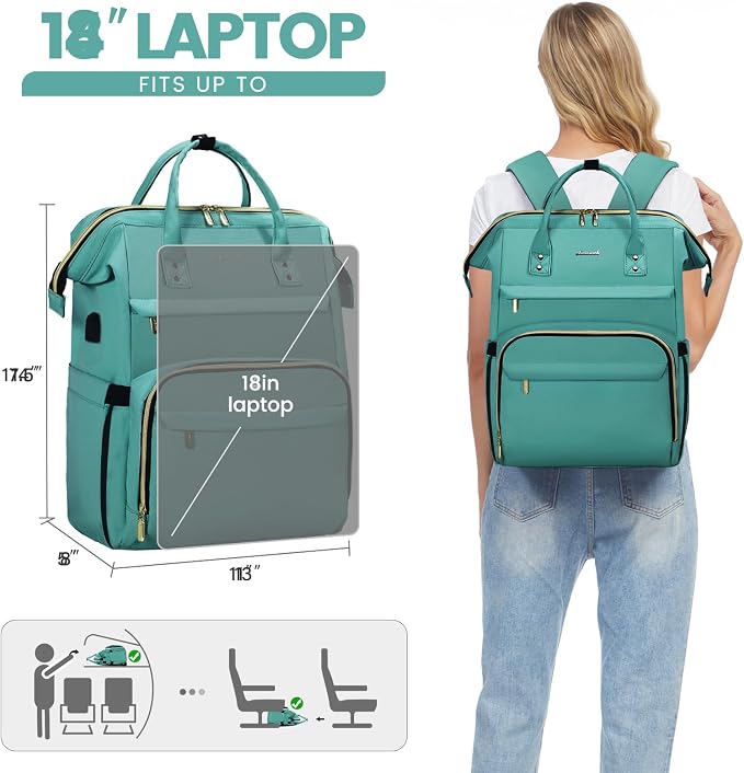 LOVEVOOK Laptop Backpack for Women, 18 Inch Professional Womens Travel Backpack - Image 5