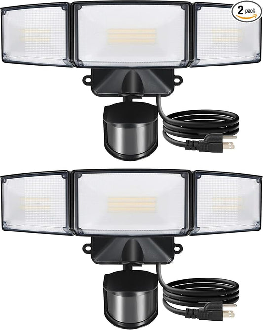 LUTEC 2 Pack 50W Motion Sensor Outdoor Lights, 5500 LM Plug in Flood Light by LUTEC
