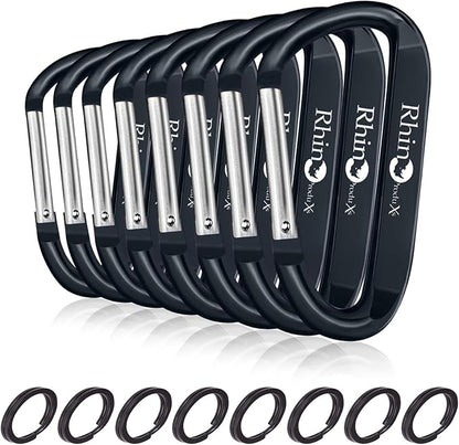 Rhino Produxs 8PCS of Lightweight Duty Snap Carabiner Clips, D Ring Shape by Rhino+Produxs