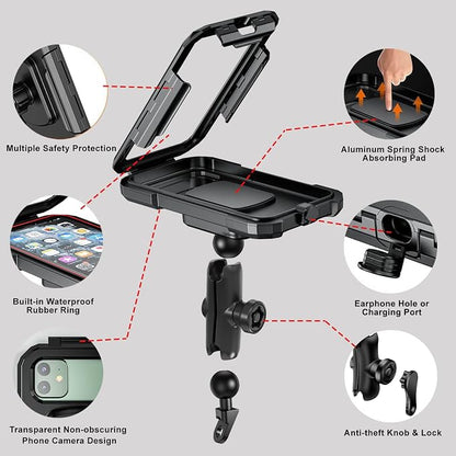 iMESTOU Waterproof Rearview Mirror Phone Mount, Motorcycle 1" Ball Phone Holder - Image 3