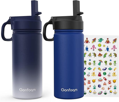 Kids Water Bottle, insulated Stainless Steel Straw Cup by Gonfoam