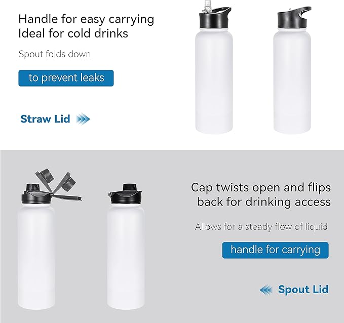 VEGOND 40 oz Insulated Water Bottle Stainless Steel Metal Water Bottles - Image 5