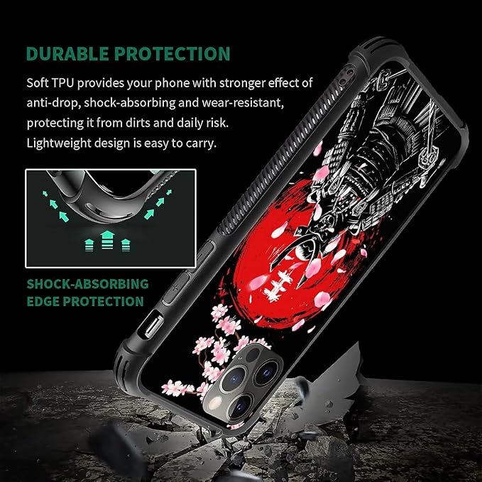 for iPhone 11 Pro Case, Sakura Japanese Samurai Pattern Graphic Design Girl Boy - Image 7