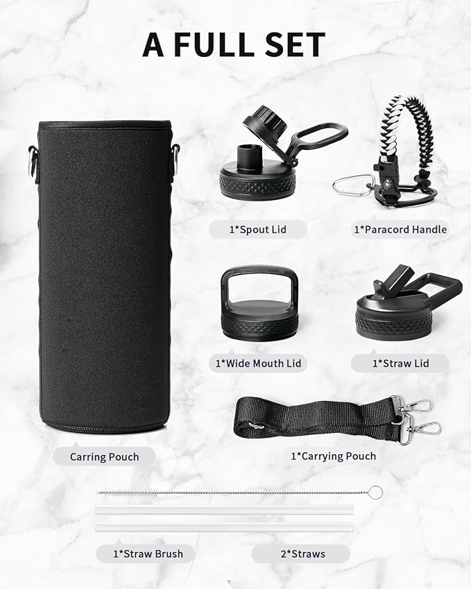 Trebo Water Bottle 40oz with Paracord Handle, Half Gallon Large Vacuum Triple - Image 7
