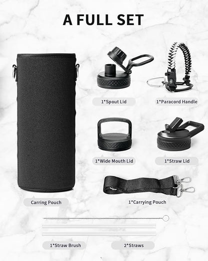 Trebo Water Bottle 40oz with Paracord Handle, Half Gallon Large Vacuum Triple - Image 7