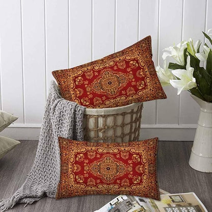 Red Oriental Persias Couch Pillow Covers 12 X 20 Boho Set of 2 Pillowcases - Image 6