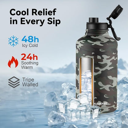 KXIAOCHEN Insulated Water Bottle, Stainless Steel Water Bottle, 2 Lids - Image 2