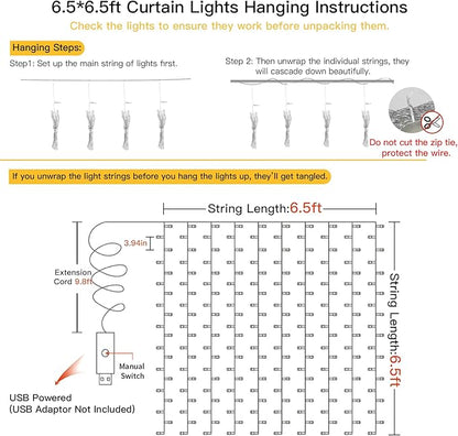 suddus Curtain Lights for Bedroom, 200 Led Hanging String Light Outdoor - Image 6