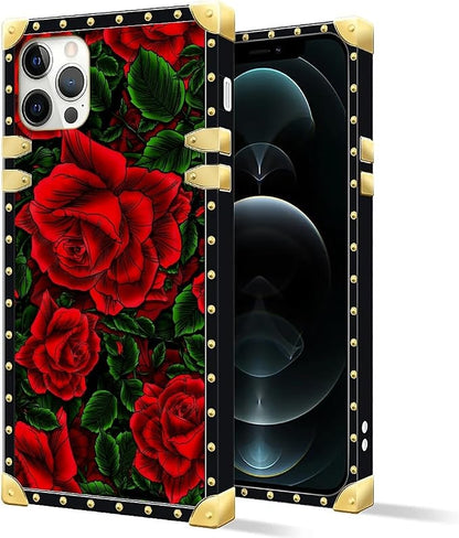 Compatible with iPhone 11 Pro Max Case, Vector Red Rose Green Leaf Luxury - Image 2