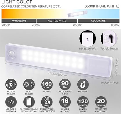 STAR-SPANGLED Under Cabinet Lighting Rechargeable, 8 inch Motion Sensor Lights - Image 2