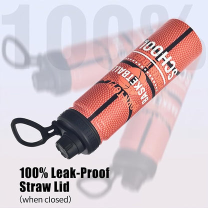 Basketball Water Bottle, 24 oz Insulated Stainless Steel Sports Bottle - Image 3