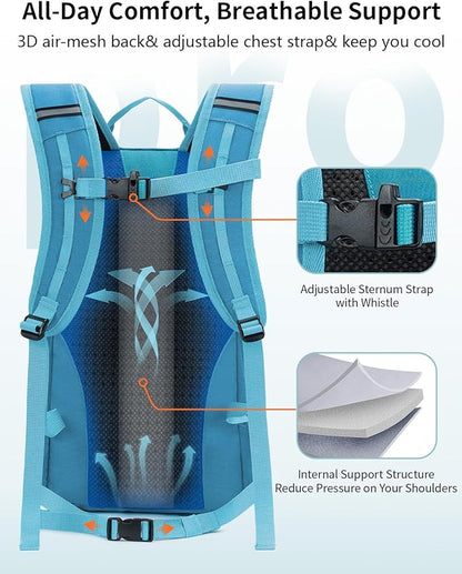 ECOHUB Small Hiking Backpack for Men Women, 20L Lightweight Travel Backpacks - Image 4