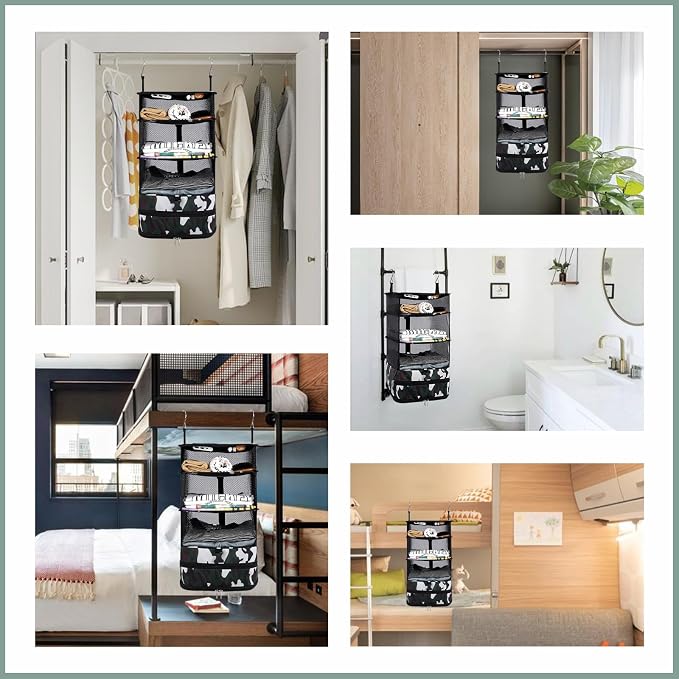 Surblue Hanging Closet Storage Bag Collapsible 3-Shelf Washable Oxford Fabric - Image 7