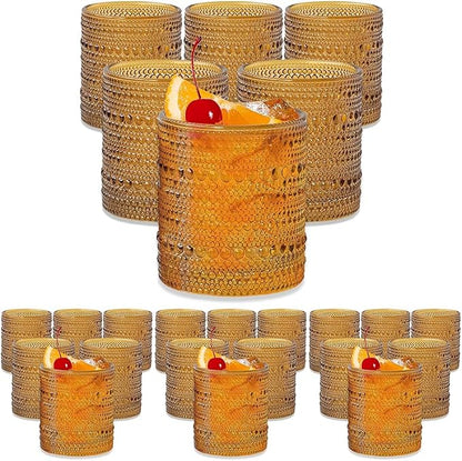 Kate Aspen Beaded Amber Drinking Glasses Set of 6-10 oz Vintage Glassware by KateAspen