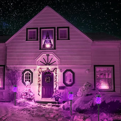 EOYIZW Solar Outdoor Lights, 8 Pack Purple Halloween Decorations Outdoor - Image 7