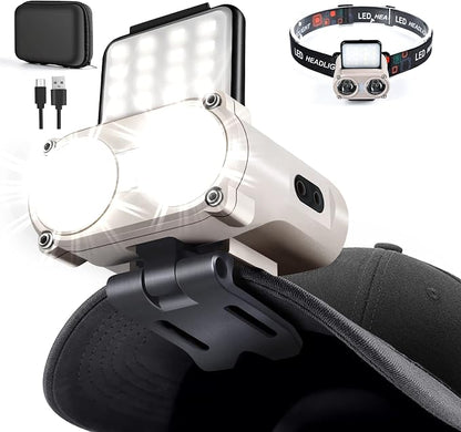 Hopedone LED Hard Hat Light, 800Lumens Rechargeable Dimmable Clip on Cap Lights by Hopedone