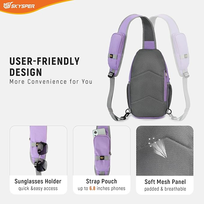 SKYSPER Sling Bag RFID Cross Body Bag Recycled Crossbody Backpack Travel Daypack - Image 4
