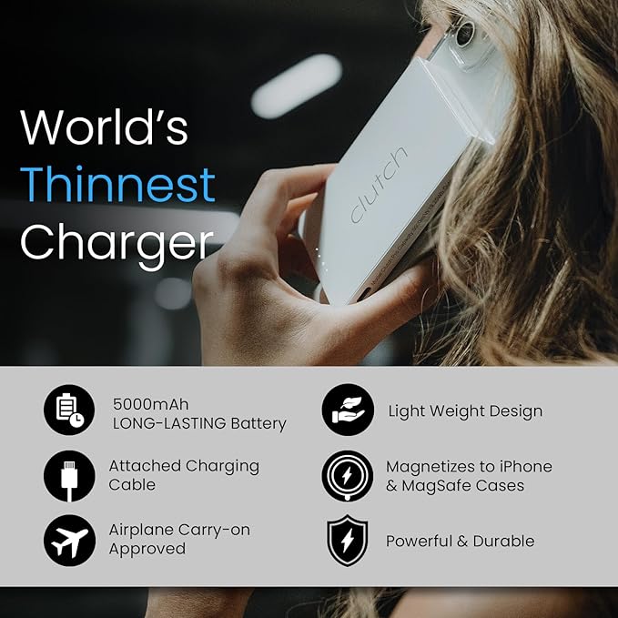 Clutch Pro – World's Thinnest iPhone Charger – Portable Power Bank 5000mAh – - Image 6