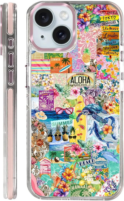 Case for iPhone 13/14, Hawaii Aloha Cover Coastal Beach Collage Phone Case by Toulas