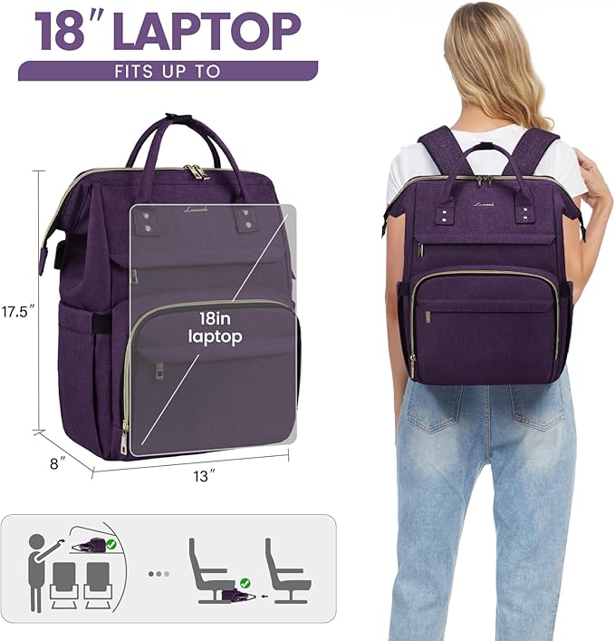 LOVEVOOK Laptop Backpack for Women, 18 Inch Professional Womens Travel Backpack - Image 5