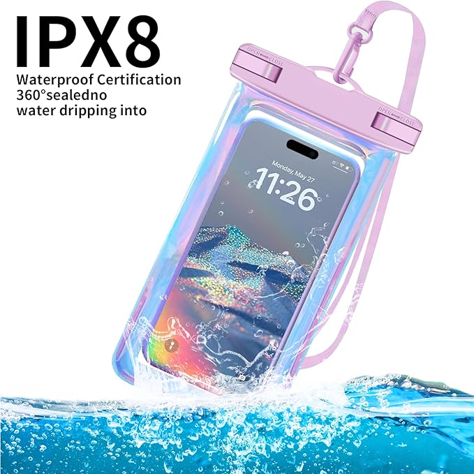 Up to 8.3" 4 Pack Iridescence Universal Waterproof Phone Pouch, Large Phone - Image 3