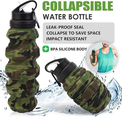 Collapsible Travel Water Bottle18oz, Reuseable Silicone Foldable Water Bottles - Image 6