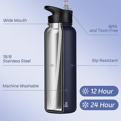 HASLE OUTFITTERS 40oz Stainless Steel Water Bottle, Vacuum Insulated Double - Image 2