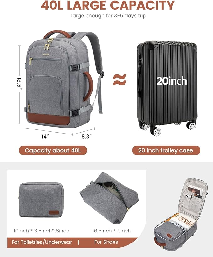 LOVEVOOK Carry On Travel Backpack - Image 2