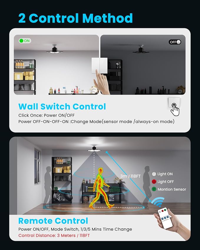 Motion Sensor Garage Lights 20000LM, Motion Activated Garage Ceiling Led Shop - Image 2