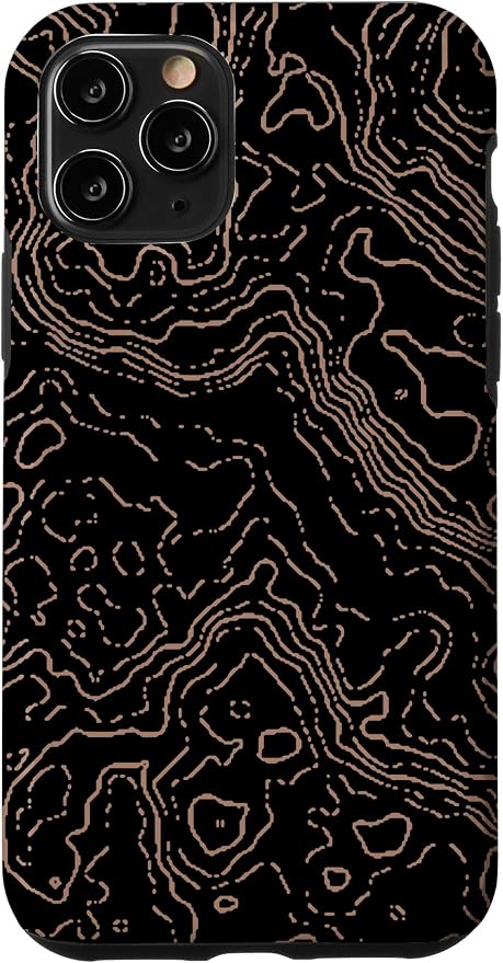 Topography Black & Brown Abstract Pattern Topographic Map Case by Unknown