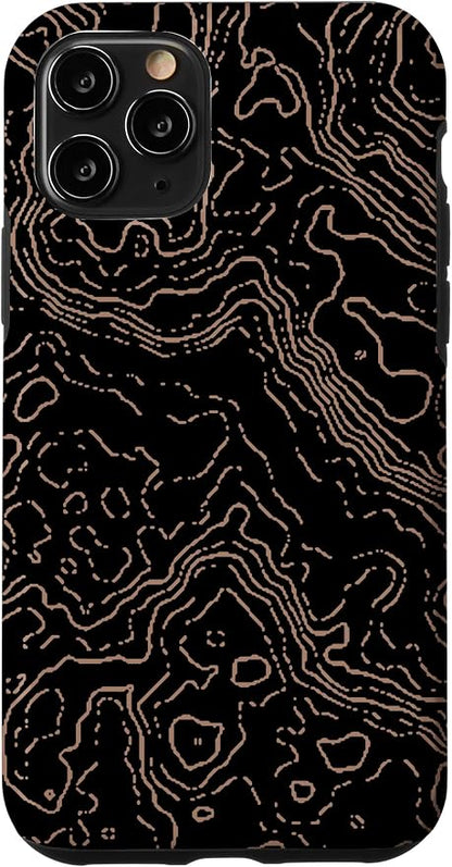 Topography Black & Brown Abstract Pattern Topographic Map Case by Unknown