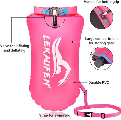 Swim Buoy for Open Water, 20L Swim Safety Float Waterproof Dry Bag for Swimmers - Image 6