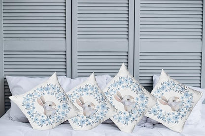 Ambesonne Watercolor Flower Decorative Throw Pillow Case Pack of 4, Bunny - Image 2