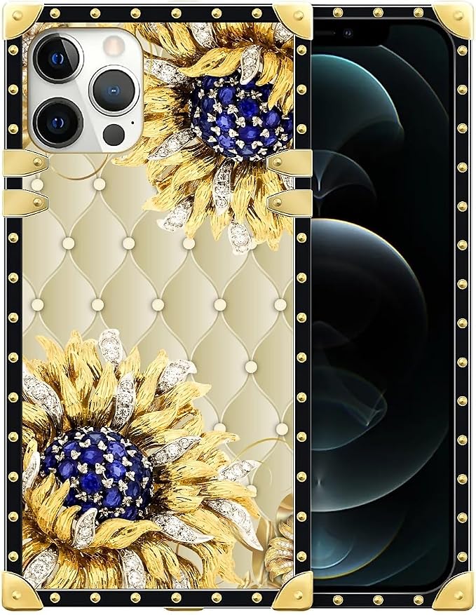 Compatible with iPhone 12 Pro Max Case, Sunflower Diamonds Leather Luxury by Unknown