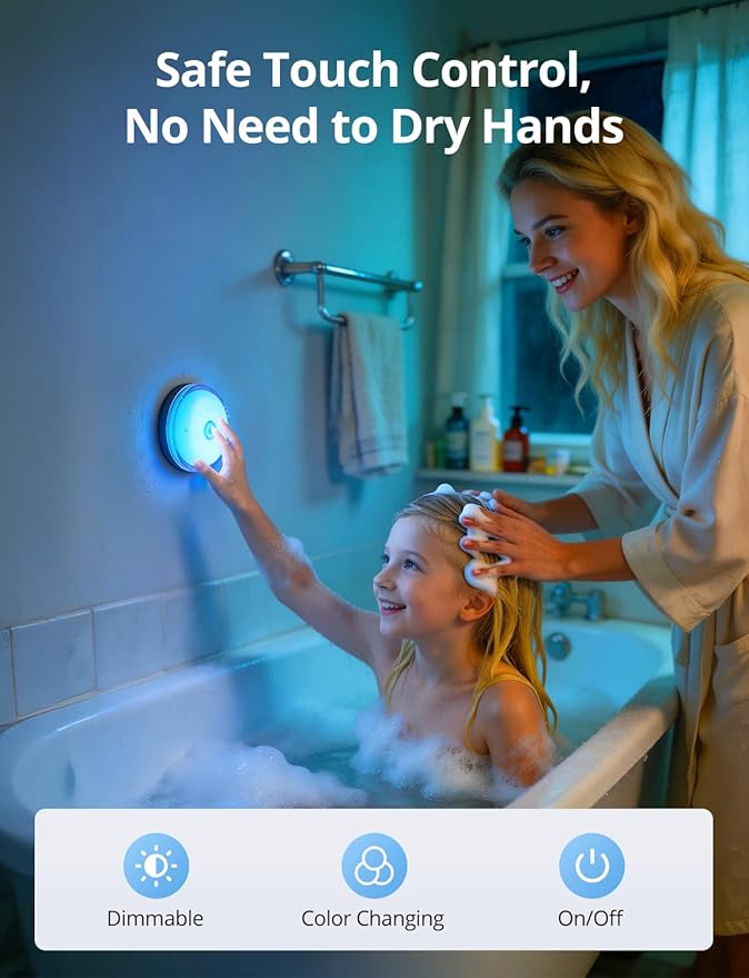 Combuh Rechargeable RGB Ambient Shower Light Waterproof Inside, 15 Color - Image 6