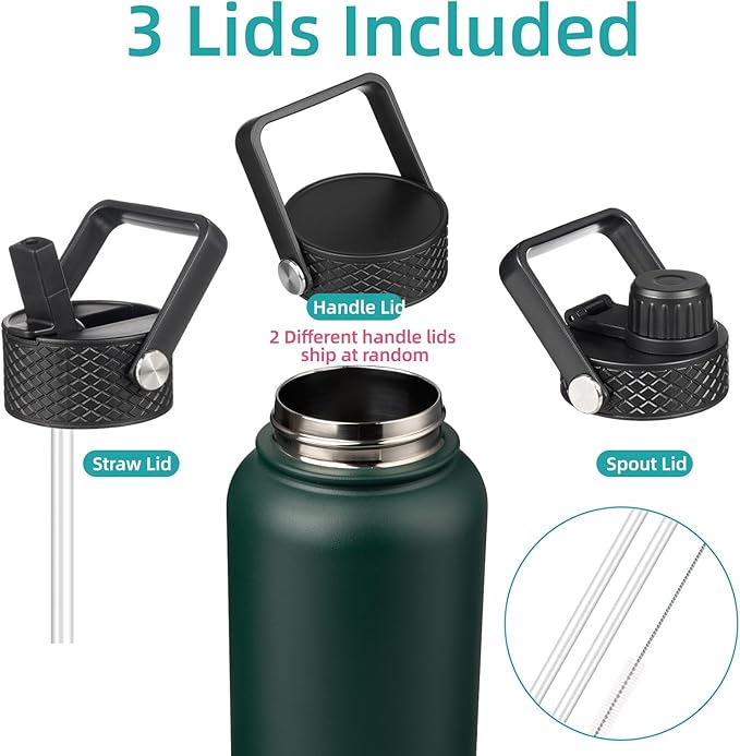 Konokyo 32 oz Insulated Water Bottle Stainless Steel Sport Bottles - Image 3