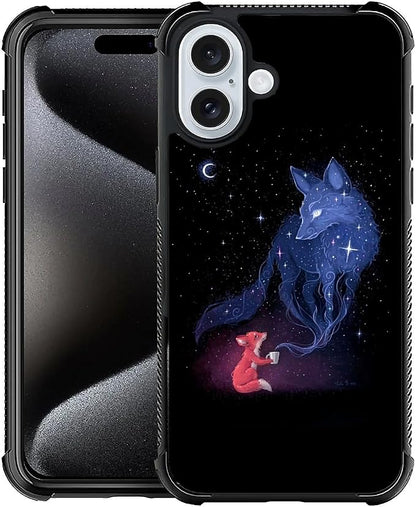 for iPhone 16 Case, Galaxy Fox Wolf Pattern Graphic Design Girl Boy Soft by FKBRCL4U