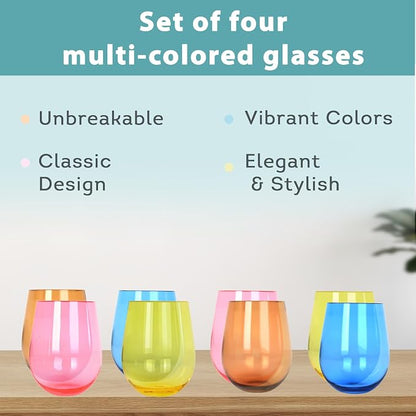 Lily's Home Set of 8 Shatter-Resistant Acrylic Stemless Wine Glasses - 14 oz - Image 3