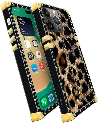 Compatible with iPhone 14 Pro Case, Seamless Gold Chain Leopard Luxury Golden - Image 3